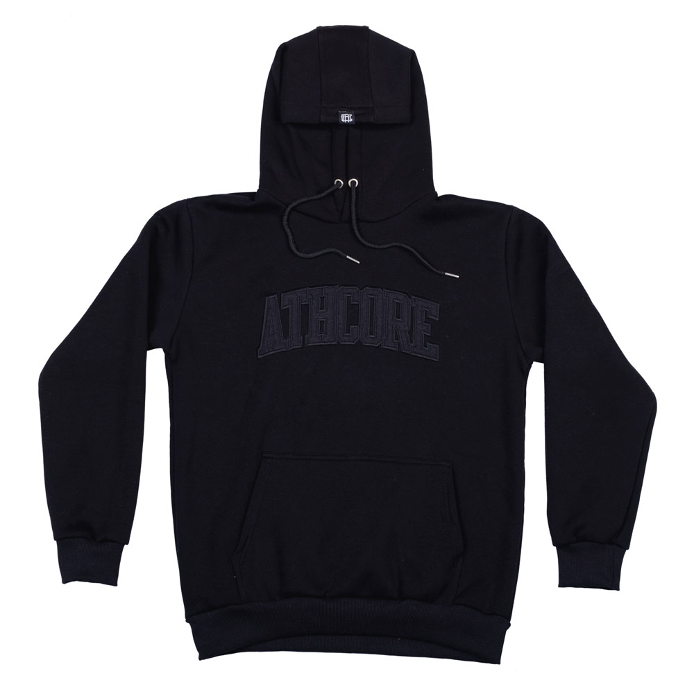 “Athcore” Black Embroidered Hoodie - Athens Hardcore